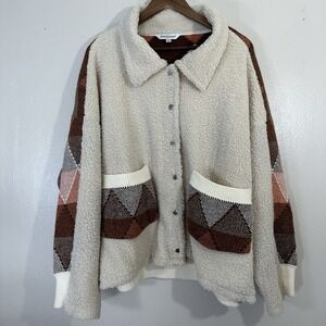 Davi & Dani Women's M Oversized Pink Geometric Back Design Sweater